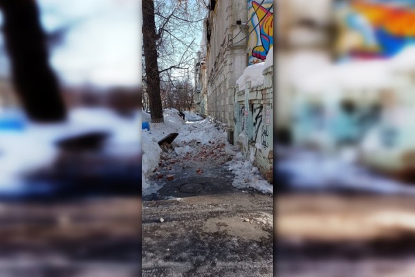 В Саратове вместе со снегом осыпалась стена «дома с котиком» В Саратове вместе со снегом осыпалась стена «дома с котиком»