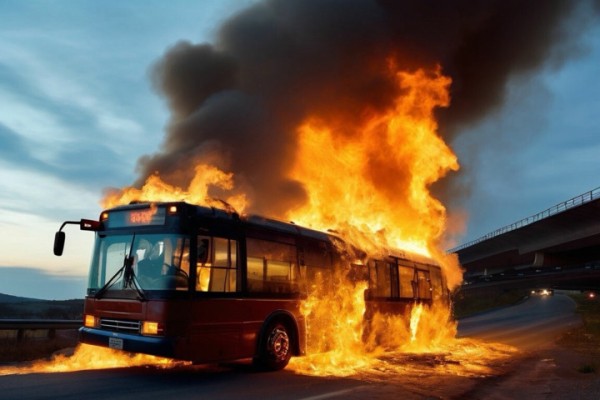 На трассе загорелся рейсовый автобус &laquo;Саратов-Светлый&raquo;